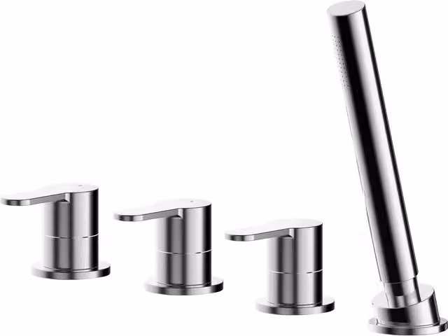 Balterley Pride Deck Mount Round 4 Tap Hole Bath Shower Mixer Tap and Kit in Chrome
