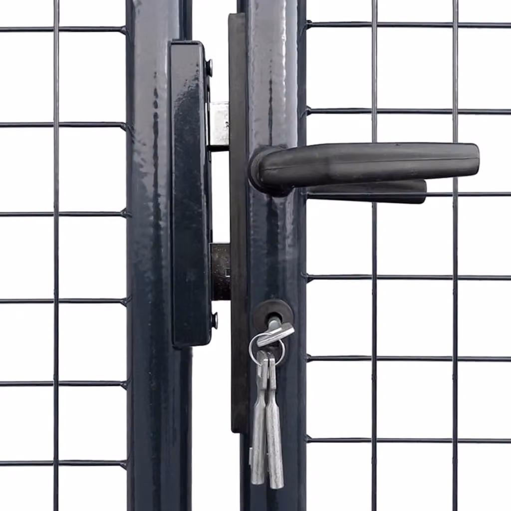 Berkfield Home Grey Galvanised Steel Mesh Swing Garden Gate, W: 400 cm, H: 150 cm – 2