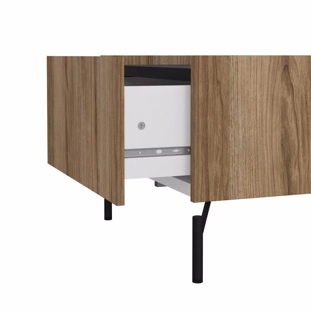 Wyld Haus Hillerod Modern Rectangular Coffee Table in Natural Oak and Black with 2 Drawers – 3