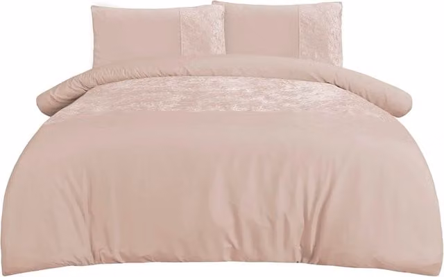 Smart Living Velvet and Cotton Duvet Cover Set with Pillowcases in Light Beige, Single (W: 90 cm, L: 200 cm)