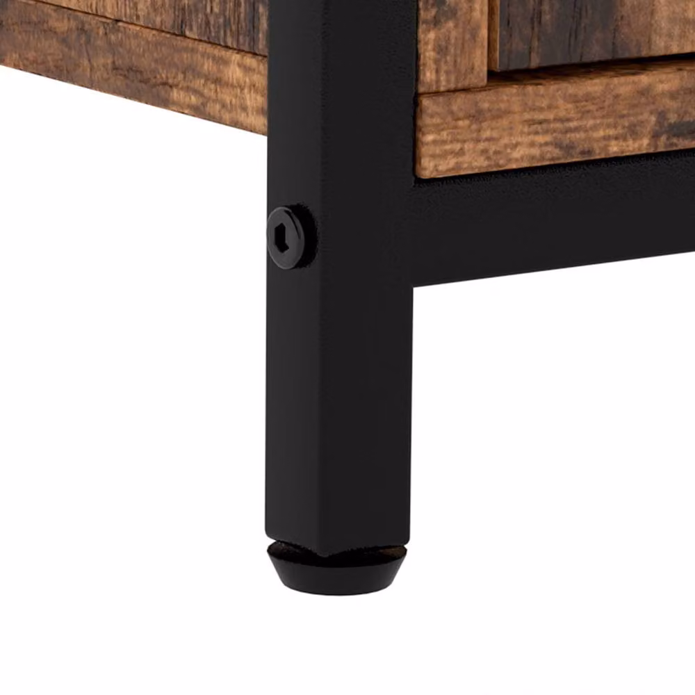Levede Industrial Style Storage Cabinet in Brown with 2 Doors and Adjustable Shelves – 5