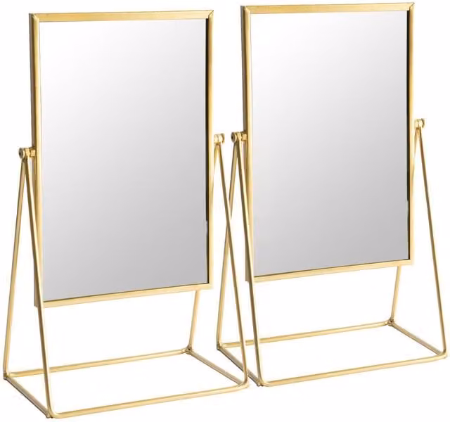 Harbour Housewares Gold Rectangular Tabletop Makeup Mirror, W: 39 cm, H: 22 cm