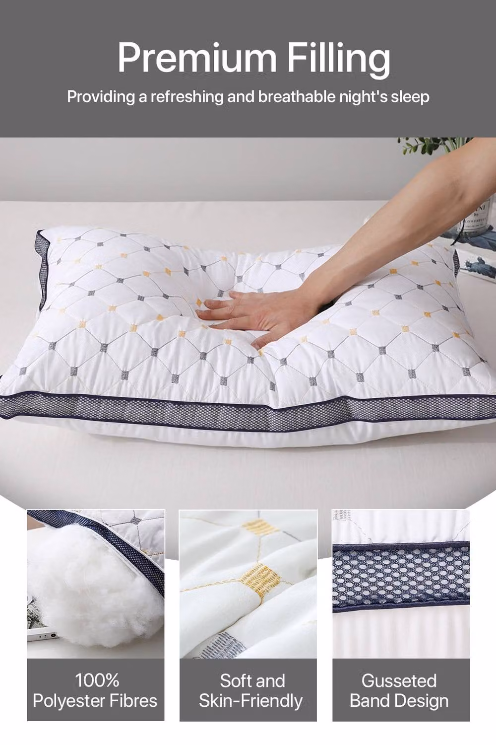 Garden Sanctuary Height Adjustable Microfibre and Polyester Pillow Insert in White – 5