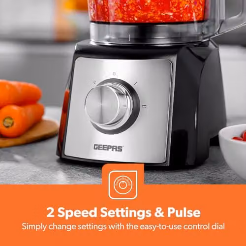 Geepas 3-Tier Food Steamer and Compact Food Processor Combo Set in Silver, Black and Transparent with 12L Capacity, 1200W Power and 1.5L Mixing Bowl – 3
