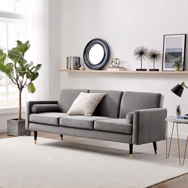 FurnitureboxUK Hugo 3 Seater Velvet Upholstered Click Clack Sofa Bed in Grey