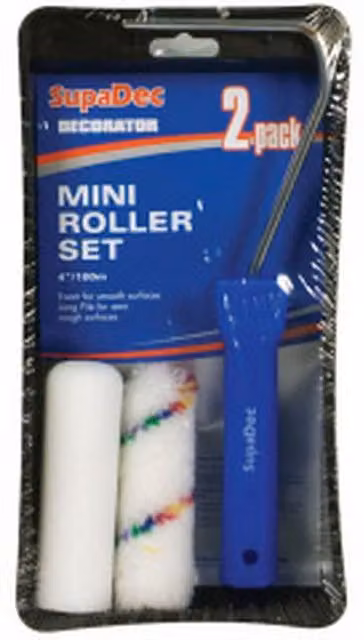 SupaDec Mini Paint Roller Set, Pack of 4, Blue