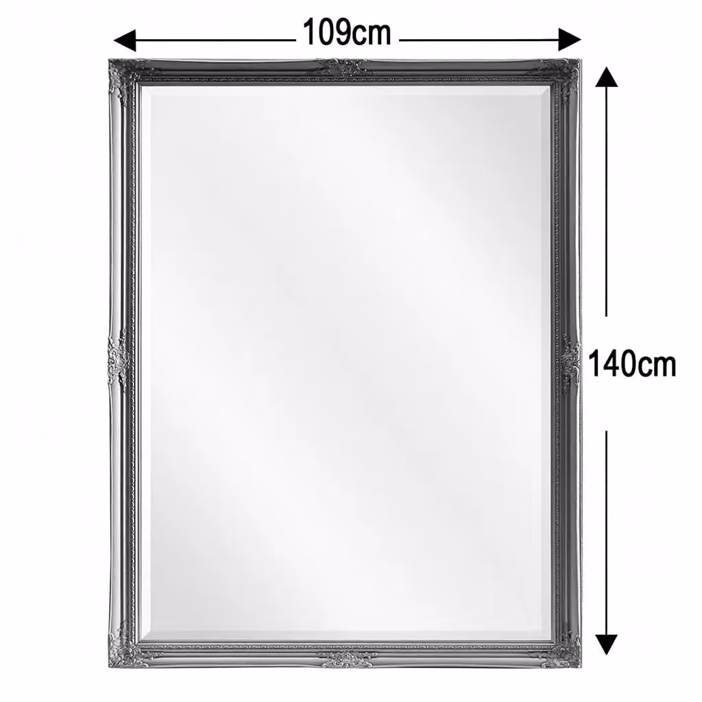 Agenzia 14 Antique Silver Ornate Rectangular Wall Mirror, W/H: 140 x 109 cm – 2
