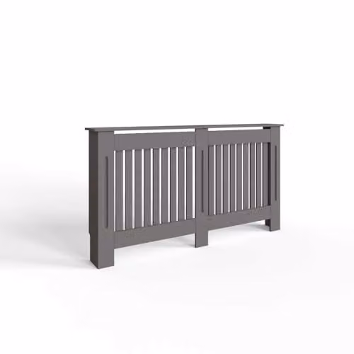 FWStyle Grey Vertical Slat Large Radiator Cover Shelf Cabinet, H 82.3 x W 152 x D 19 cm – 1