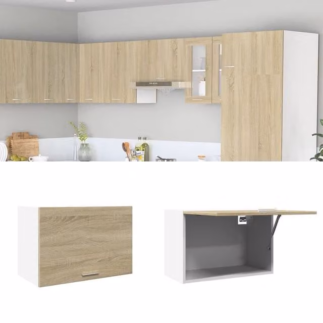 Berkfield Home Lyon Wall Mounted Hanging Kitchen Cabinet in Sonoma Oak Brown, W: 60 cm, D: 31 cm, H: 40 cm