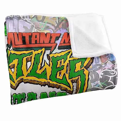 LOGOVISION Teenage Mutant Ninja Turtles Mutant Mayhem Movie Logo Graffiti Super Soft Fleece Throw Blanket, W: 152 cm, D: 127 cm, Multicolour – 2