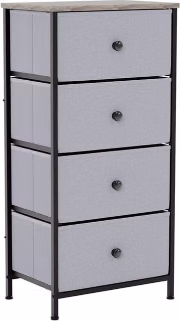 PAWNORA Modern 4 Drawer Fabric Chest of Drawers in Grey – 1