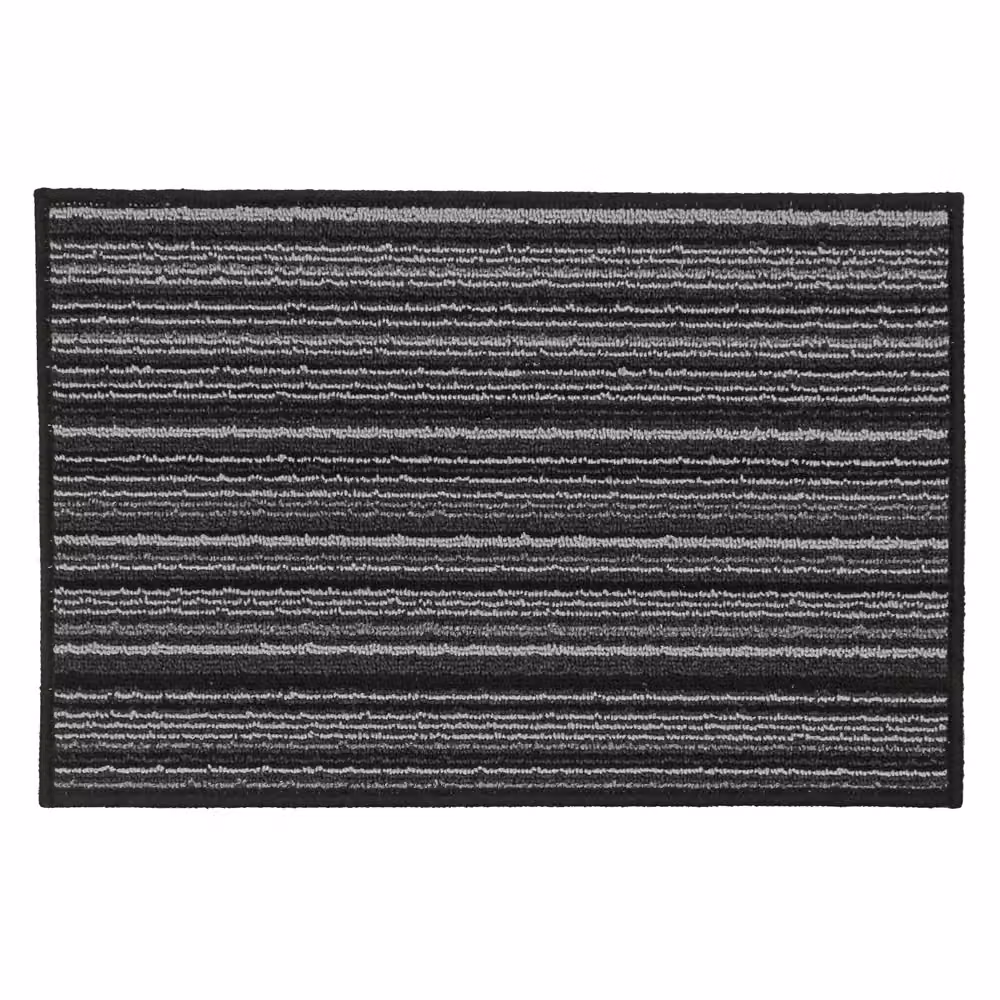 JVL Arona Striped Machine Washable Latex Backed Doormat, Black, W/D/H: 60 x 40 x 1 cm – 2