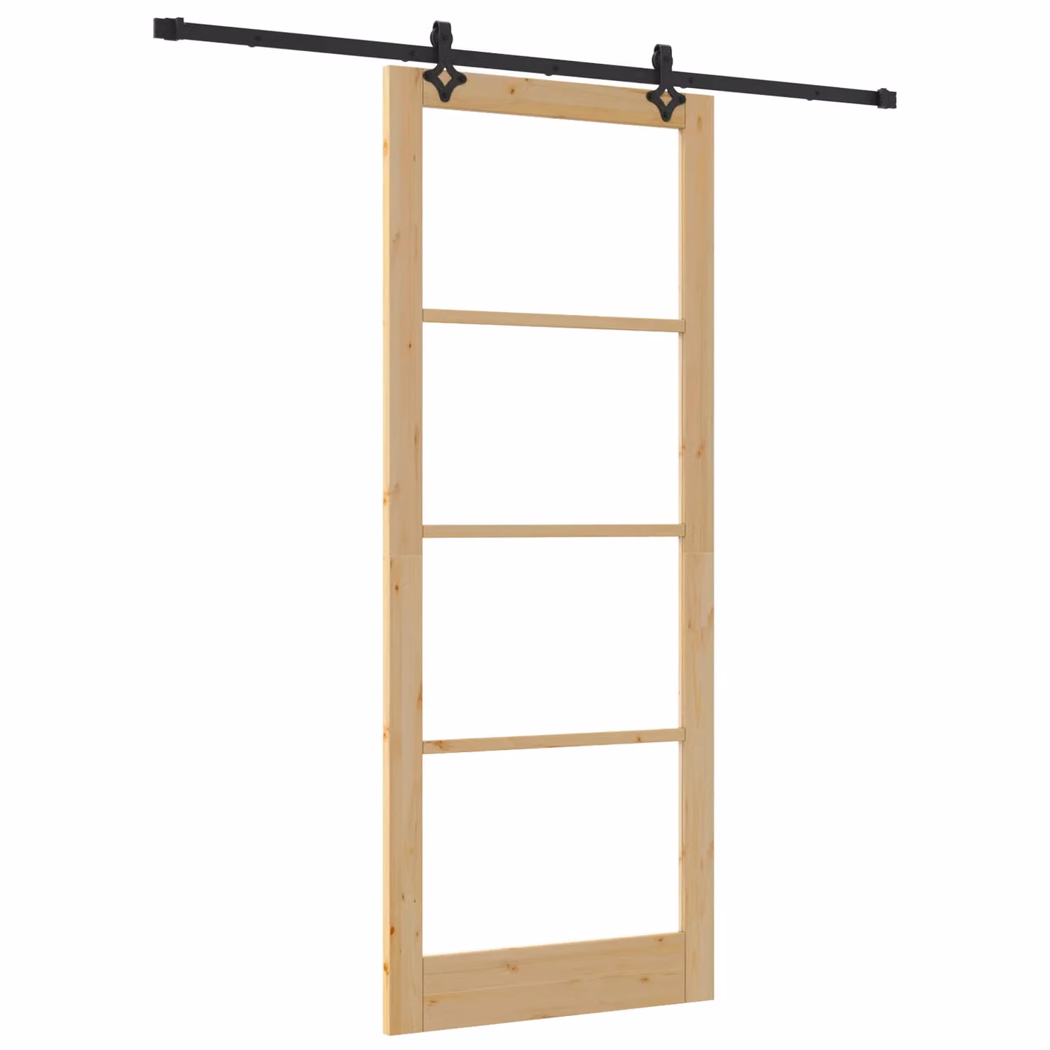 Berkfield Home Modern Sliding Wood Door with Hardware Set in Black, W: 93 cm, H: 232 cm – 2