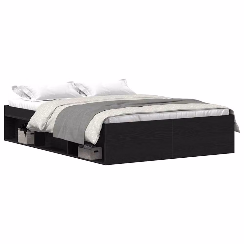 Berkfield Home Durable Small Double Bed Frame in Black Oak, W/D/H: 120 x 200 x 35 cm – 3