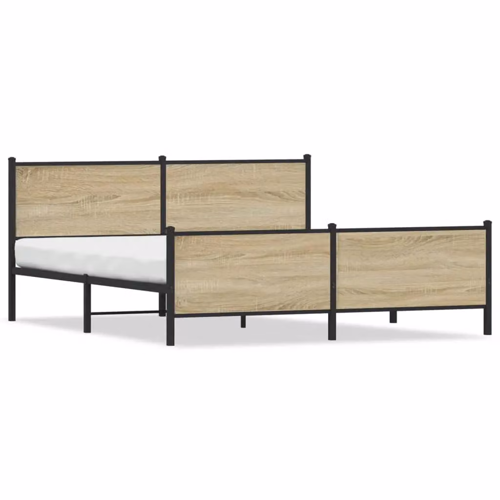 Berkfield Home Metal Bed Frame in Sonoma Oak Brown, Super King, W/D/H: 180 x 200 cm – 2