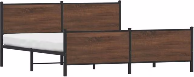 Berkfield Home Metal and Wood Bed Frame in Brown Oak, Super King, W/D/H: 180 x 200 x 91.5 cm – 1