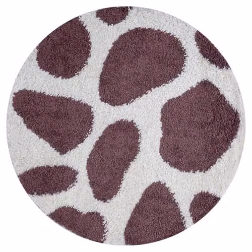 THE RUGS Soft Shaggy Round Area Rug in Purple with Modern Animal Print Design, Diameter: 120 cm