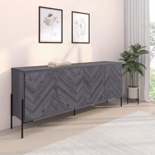 Dorel Home Leonique Modern Geometric Sideboard in Grey and Black, H 75 x W 175 x D 38 cm – 2