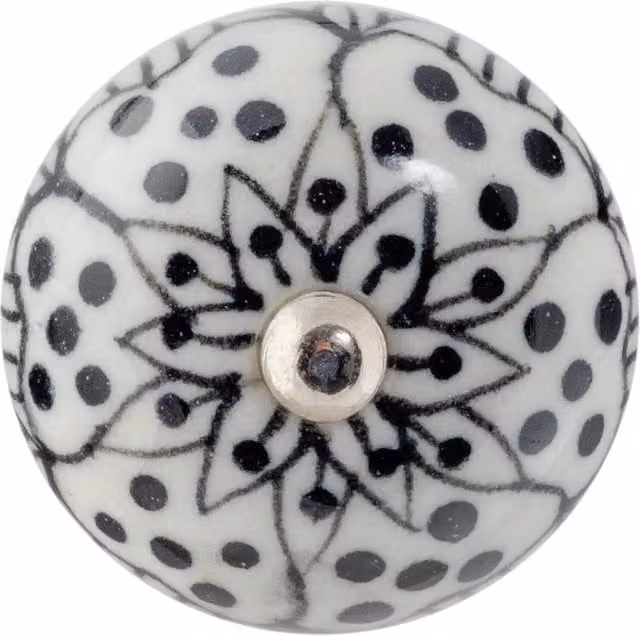 Nicola Spring Polished Ceramic Cabinet Knob in White and Black