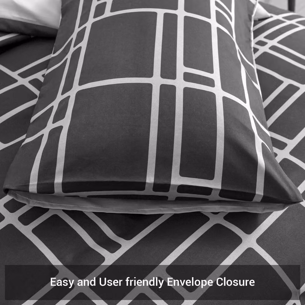 Grace Premium Microfibre Duvet Cover Set in Charcoal Grey, Super King, 200 x 200 cm – 5