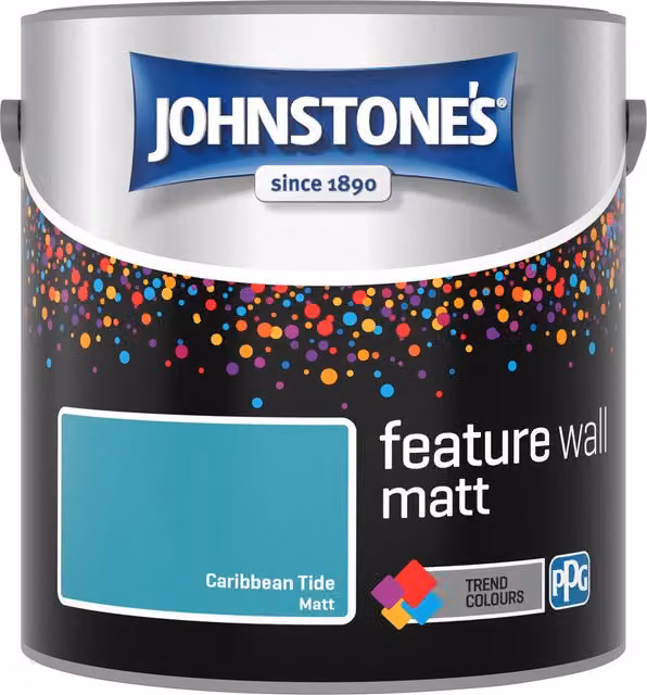 Johnstone's Feature Wall Matt Paint in Caribbean Tide Blue and Turquoise