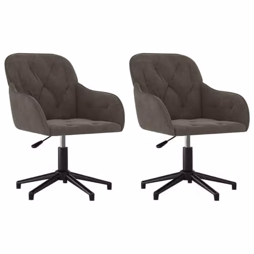vidaXL Set of 2 Modern Velvet Dining Chairs in Dark Grey with Armrests, W/D/H: 55 x 59.5 x 77 cm