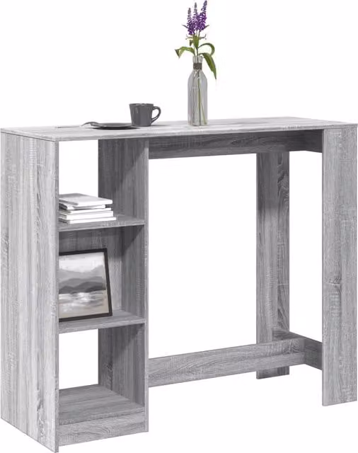 Berkfield Home Bar Table with Shelf in Grey Sonoma, W/D/H: 124 x 46 x 103.5 cm – 1