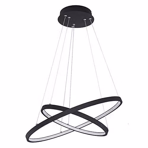 Globo Lighting Modern Black Ring LED Suspended Pendant Light with Dimmable Warm White Illumination – 1