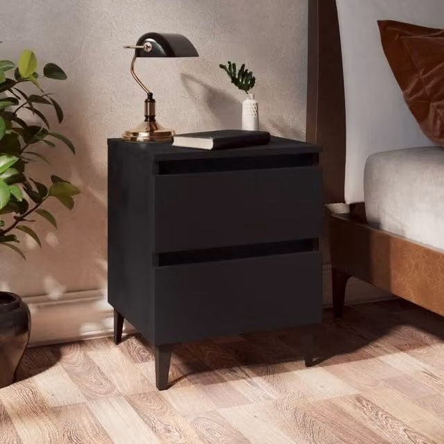 Berkfield Home Black Bed Cabinet in Engineered Wood W/D/H: 40 x 35 x 50 cm – 1