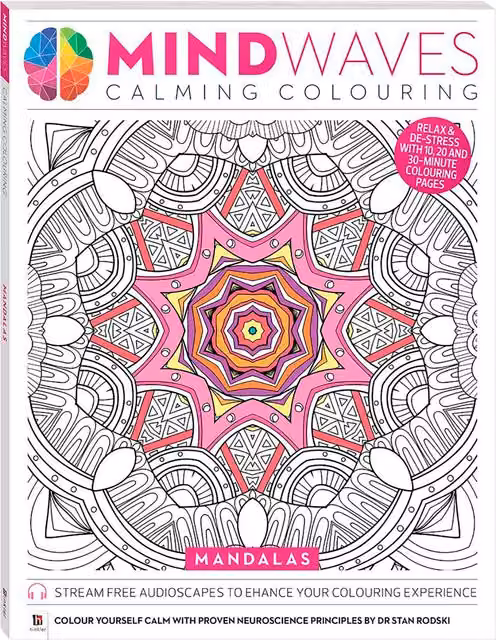 Hinkler Mindwaves Calming Colouring Book for Adults, Multicolour