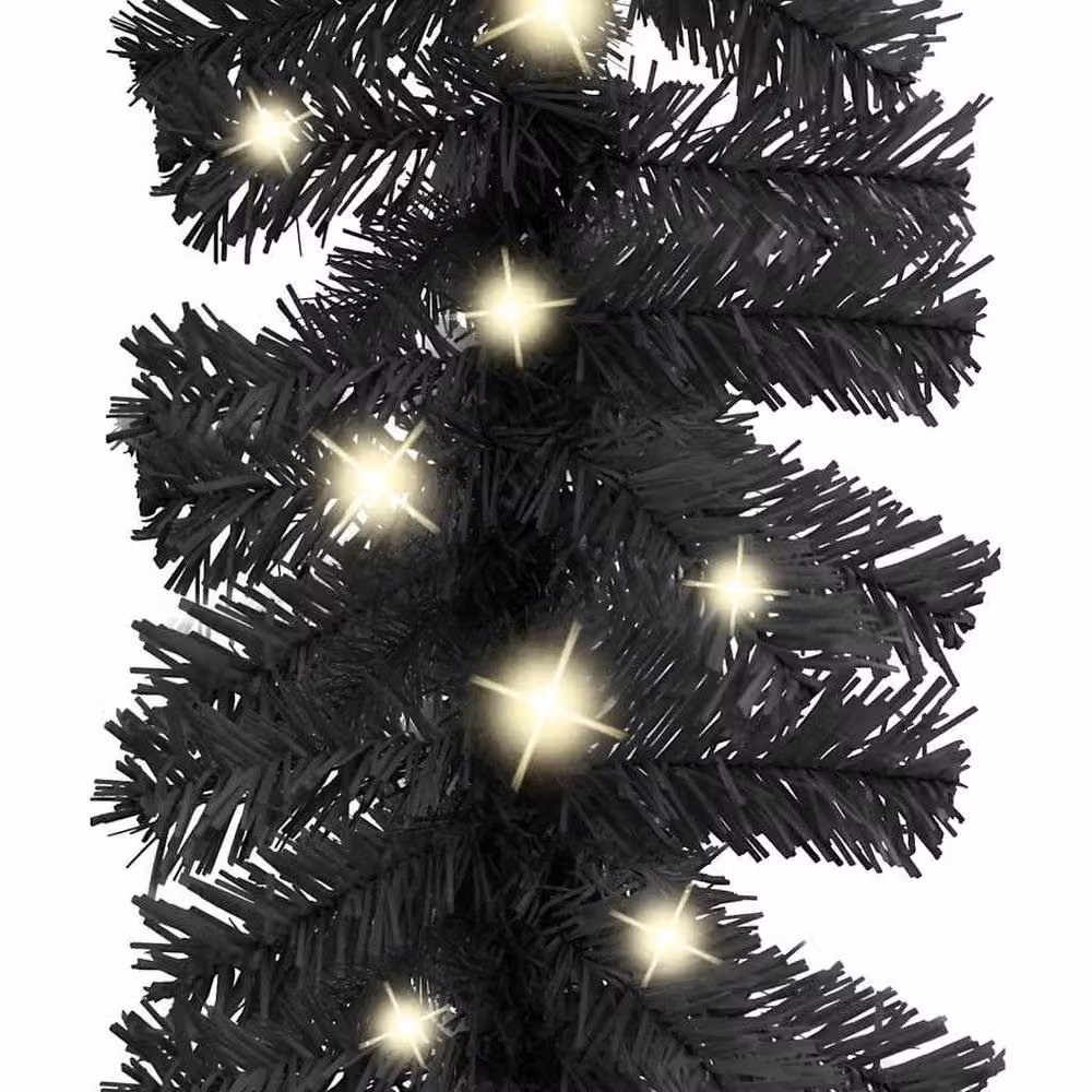 Berkfield Home Christmas Garland with Warm White LED Lights, 10 m, Black – 5