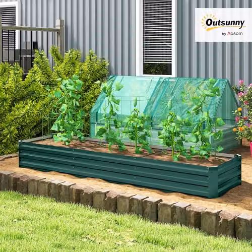 Outsunny Galvanised Steel Raised Bed for Ornamental Gardens, Green, W: 60 cm, D: 60 cm, H: 30 cm – 2
