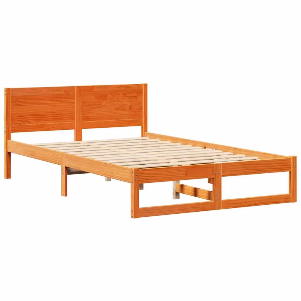 Berkfield Home Solid Pine Wood Full Bed Frame, Wax Brown, W/D/H: 140 x 190 cm – 3