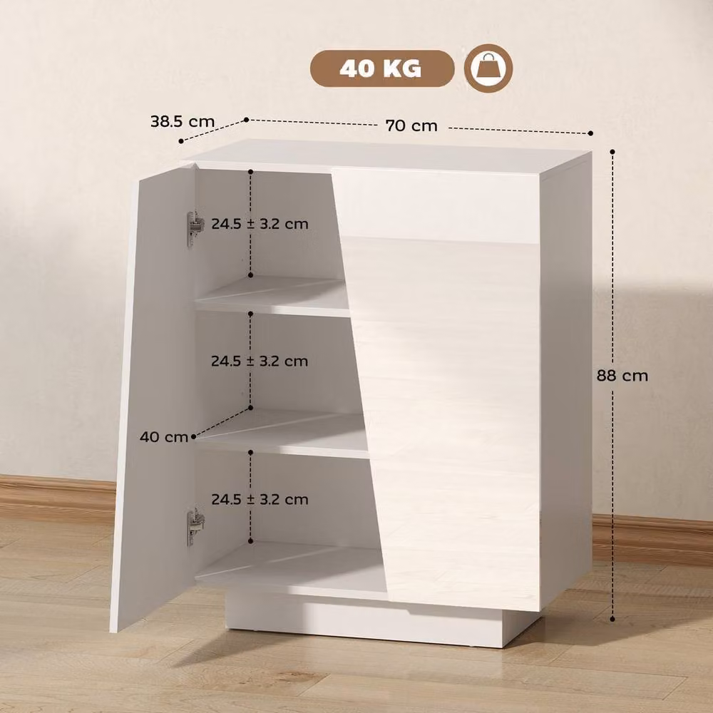 KORVIXA White High Gloss Modern Storage Cabinet and Sideboard – 2