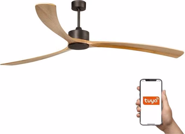 Netlighting Kauai XXL Ceiling Fan in Dark Brown Pine with Tuya Smart System