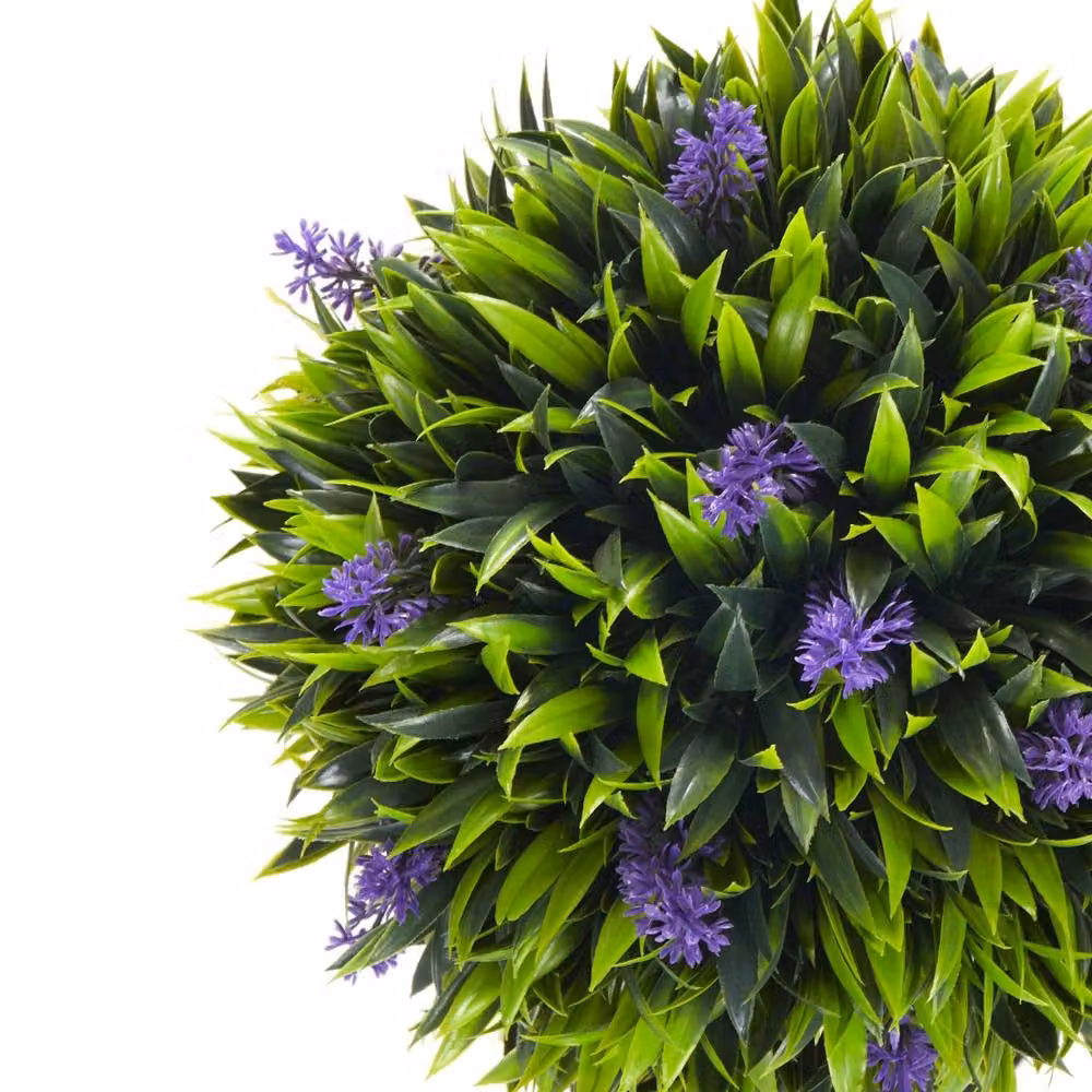 Wyld Haus Keado Set of 2 Artificial Purple Lavender Ball Trees in Green Pots, Height: 60 cm – 6