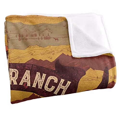 LOGOVISION Yellowstone Skull Mountain Pattern Super Soft Fleece Throw Blanket in White and Multicolour, W/D/H: 152 x 127 cm – 2