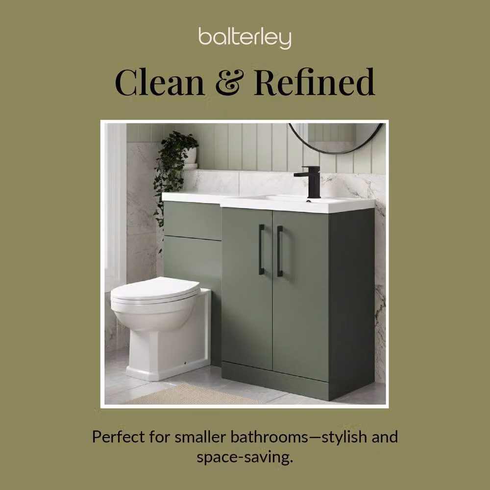 Balterley Right-Hand Vanity and WC Unit Combination in Matt Green with Soft Close Doors, W/D/H: 110.0 x 50.26 x 85.8 cm – 3
