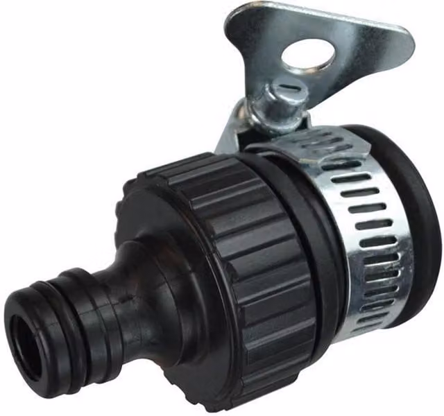 Faithfull Tap Connector in Grey and Black Stainless Steel and Rubber