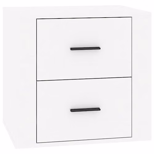 vidaXL Modern High Gloss White Bedside Cabinet W: 50 cm, D: 39 cm, H: 47 cm
