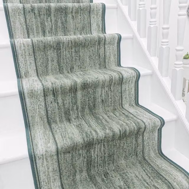 runrug Rama Stair Runner Carpet, Green, W: 66 cm, L: 570 cm