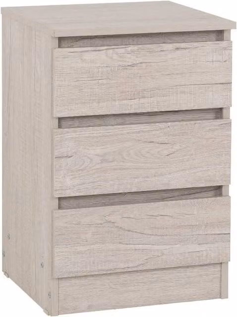FORGEVIO Urban Snow Beige 3 Drawer Bedside Storage Unit