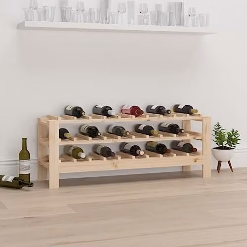 vidaXL Solid Wood Pine Wine and Whisky Bottle Holder, Brown, W/D/H: 109.5 x 30 x 42 cm – 2