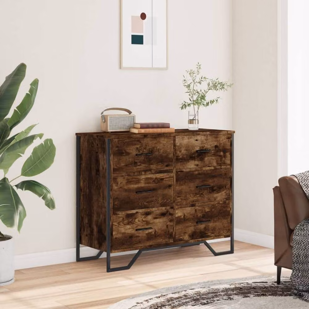 Berkfield Home Chest of Drawers in Smoked Oak Brown, W/D/H: 91 x 35.5 x 74.5 cm – 3