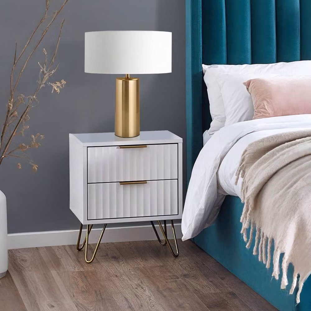 Cheshire Premium Siena 2 Drawer Matt White Bedside Unit – 2