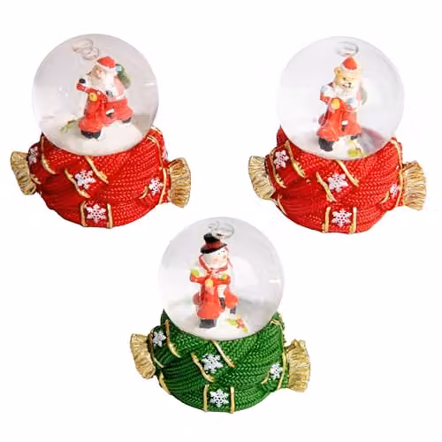 SHATCHI Christmas Mini Snowglobe Water Ball with Santa, Reindeer and Snowman Scene, Multicolour, W/D/H: 5.5 x 5.5 x 7 cm – 1