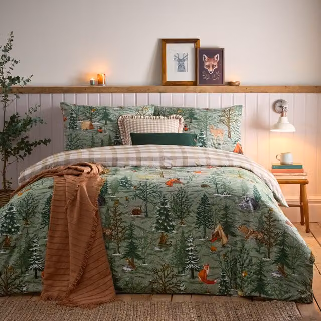 Make it a Home Reversible Checked Flannelette Cotton Duvet Cover Set in Green