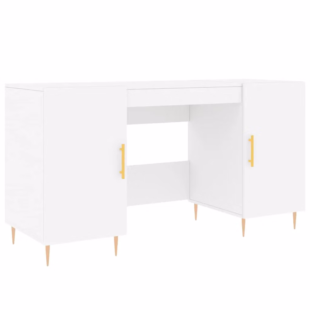 Berkfield White and Gold Writing Desk with MDF and Metal Construction, W/D/H: 140 x 50 x 75 cm – 2