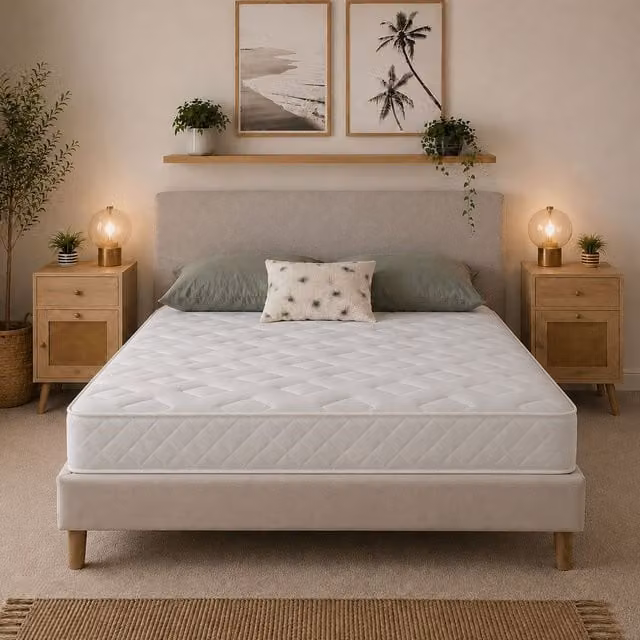 Starlight Beds Essentials Jump n Tac Hybrid Memory Foam Spring Mattress, Soft Feel, White, W/D/H: 160 x 200 x 18 cm