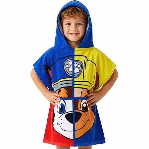 Get Trend Paw Patrol Hooded Towel Poncho for Kids, Blue and Multicolour